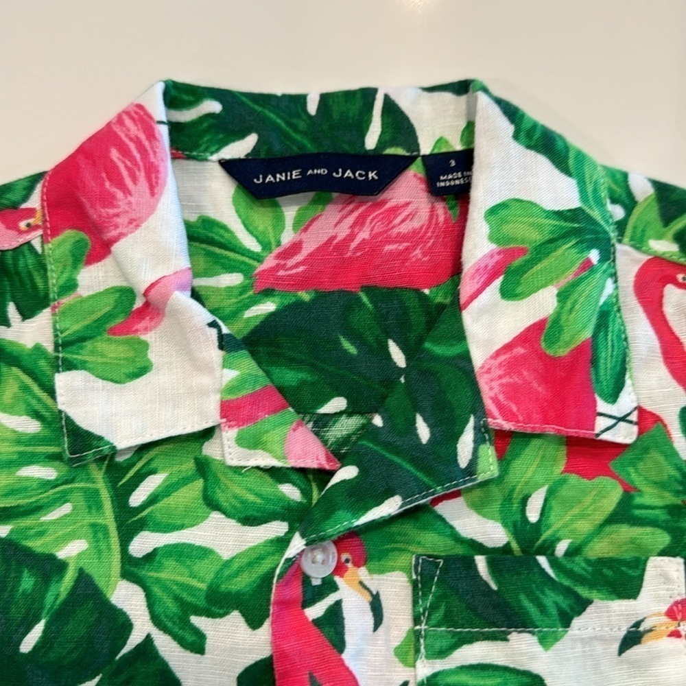 Janie and Jack Tropical Flamingo Shirt Size 3 - Picture 2 of 4